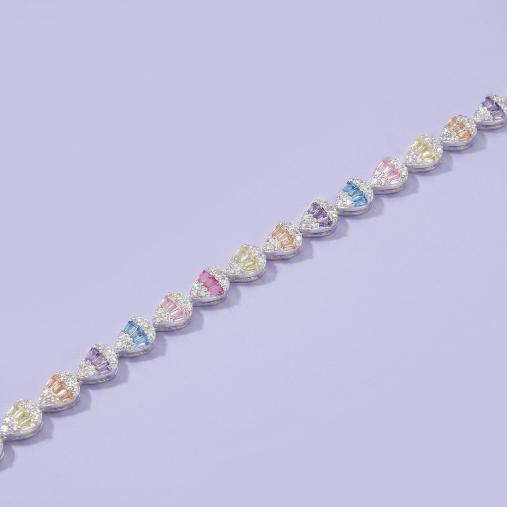 Pulsera de Plata .925 Diseño de Gotas de colores mod. 2673