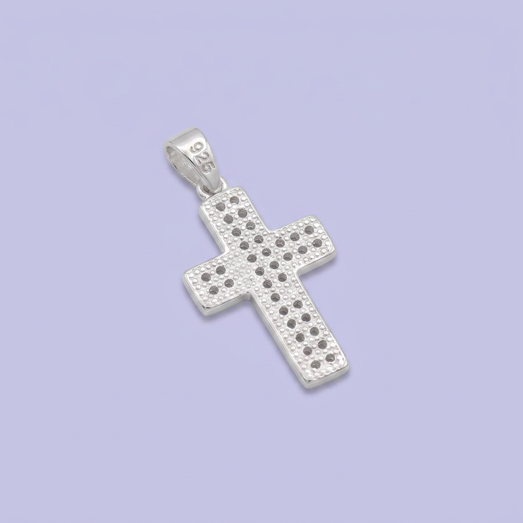 Dije de Plata .925 Cruz Especial con Cruce Incrustada de Zirconias mod. 2868
