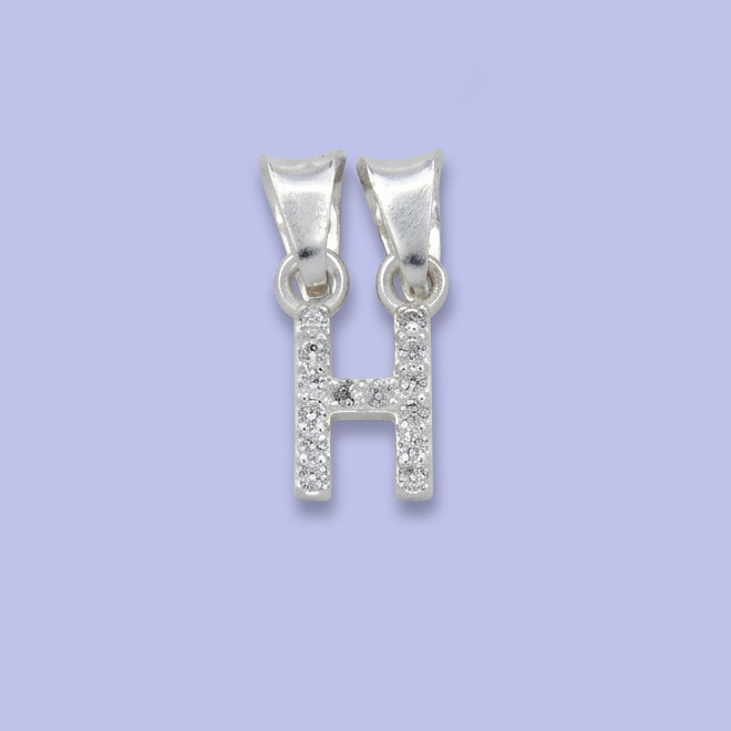 Dije de Plata .925 Letra H con Incrsutado de Zirconias mod. 2202