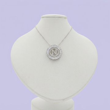Gargantilla de Plata .925 con Dije de Inicial N Incrustada de Zirconias mod. 2427