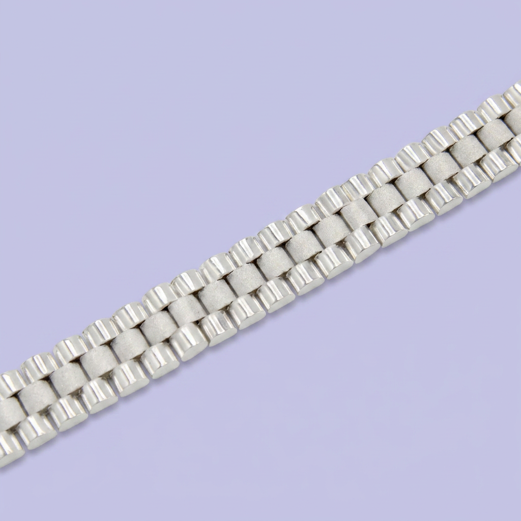 Pulsera de Plata .925 Tejido Ensamblado Tradicional Estilo Hueco en Tonos Mate y Brillante mod. 2648