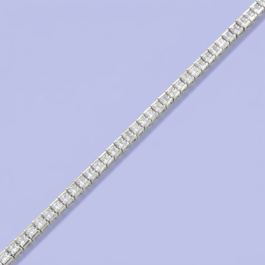 Pulsera de Plata .925 Tejido Tenis de Diseño Especial con Zirconias Finas mod. 2374
