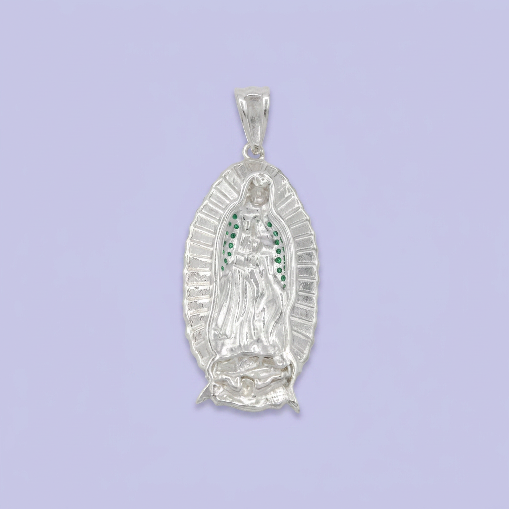 Dije Bulto de Plata .925 Virgen Guadalupe con Resplandor Brillante mod. 2749