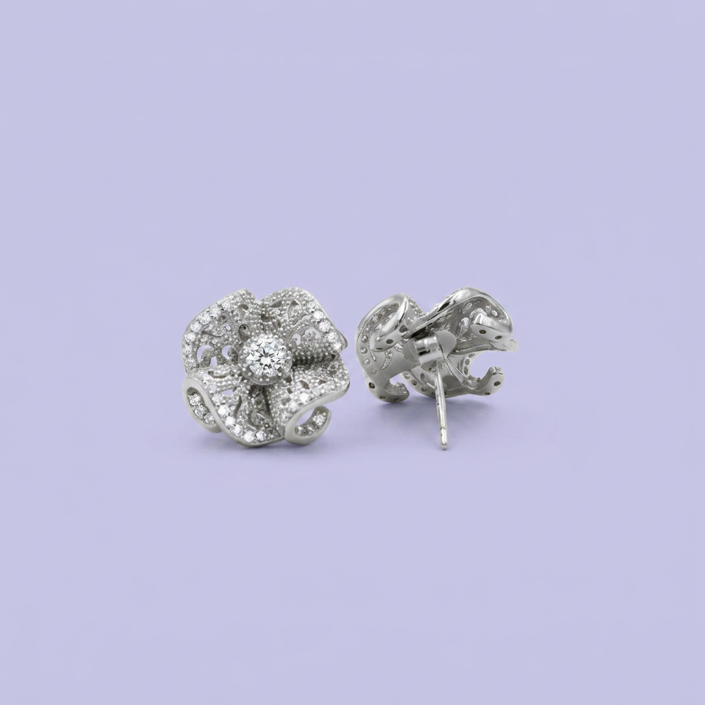 Coordinado de Plata .925 Floreria Pavé mod. 2771