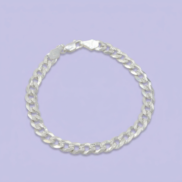 Pulsera de Plata .925 Tejido Barbada Solido con Diamantado mod. 2448