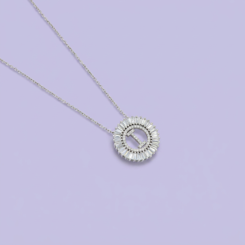Gargantilla de Plata .925 con Dije de Inicial I Incrustada de Zirconias mod. 2429