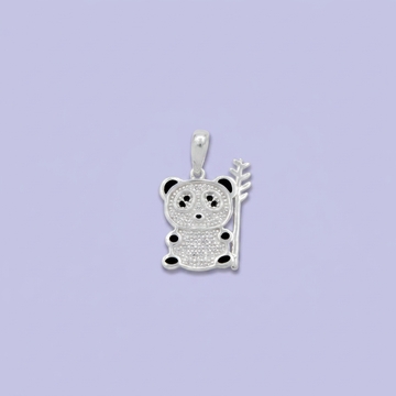 Dije de Plata .925 Panda y Bambú Detallado con Zirconias mod. 2640