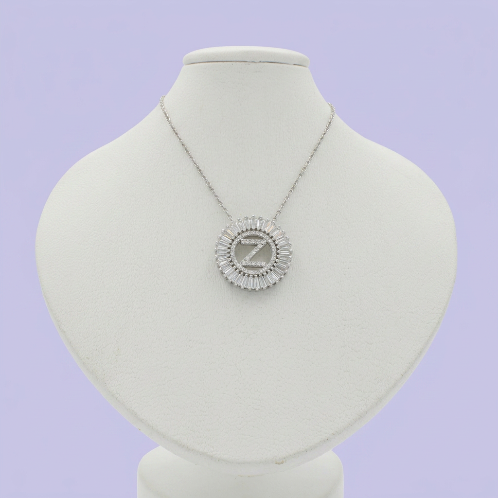 Gargantilla de Plata .925 con Dije de Inicial Z Incrustada de Zirconias mod. 2423