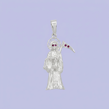 Dije de Plata .925 Santa Muerte con Guadaña Adornada mod. 2195