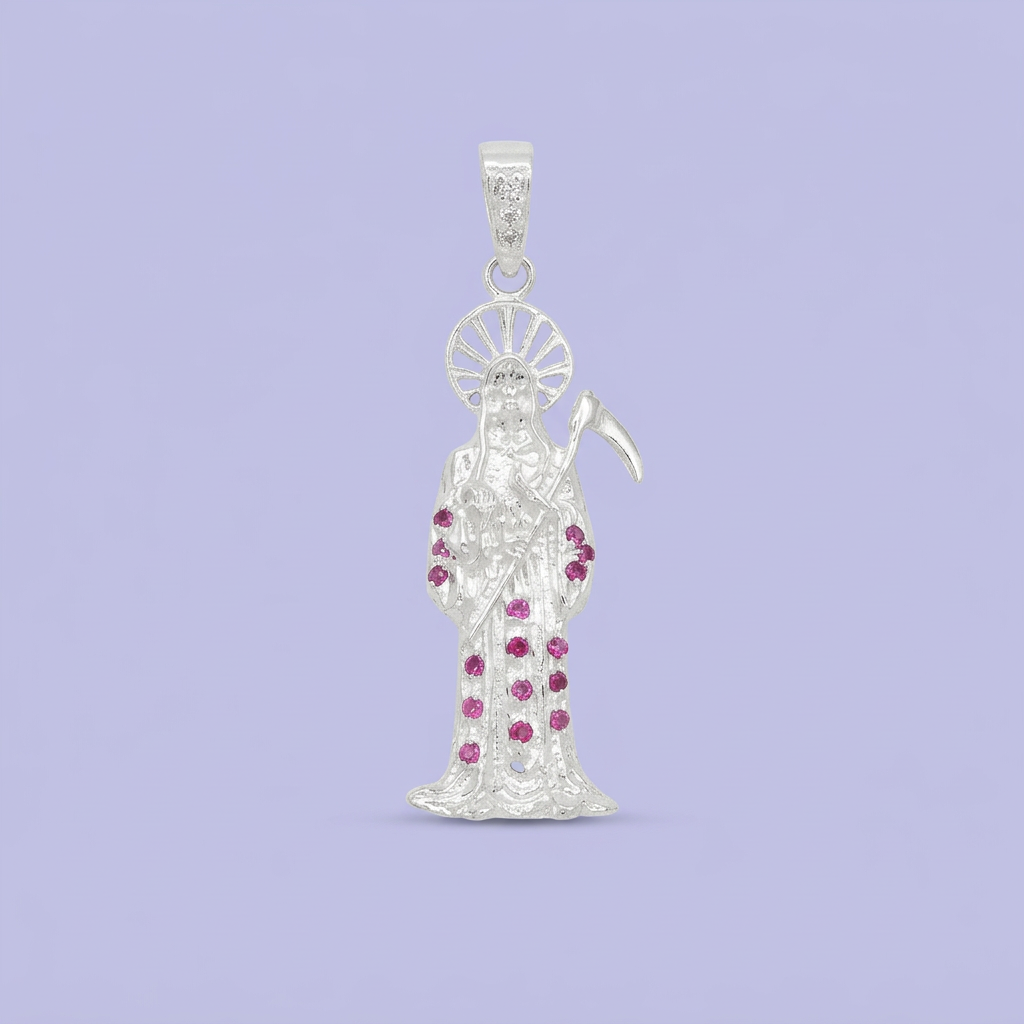 Dije de Plata .925 Santa Muerte con Zirconias mod. 2190