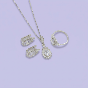 Coordinado de Plata .925 Flores de Zirconias Translucidas mod. 2475