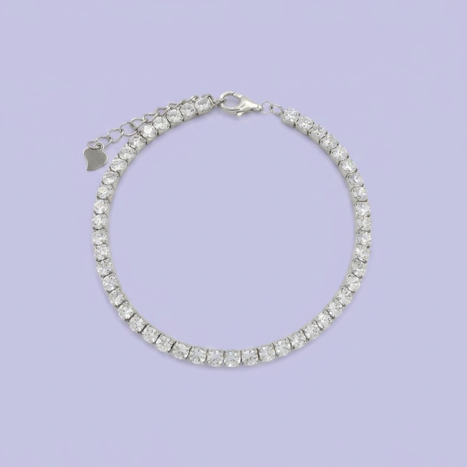 Pulsera de Plata .925 Tejido Tenis de Diseño Fino con Zirconias Brillantes mod. 2380