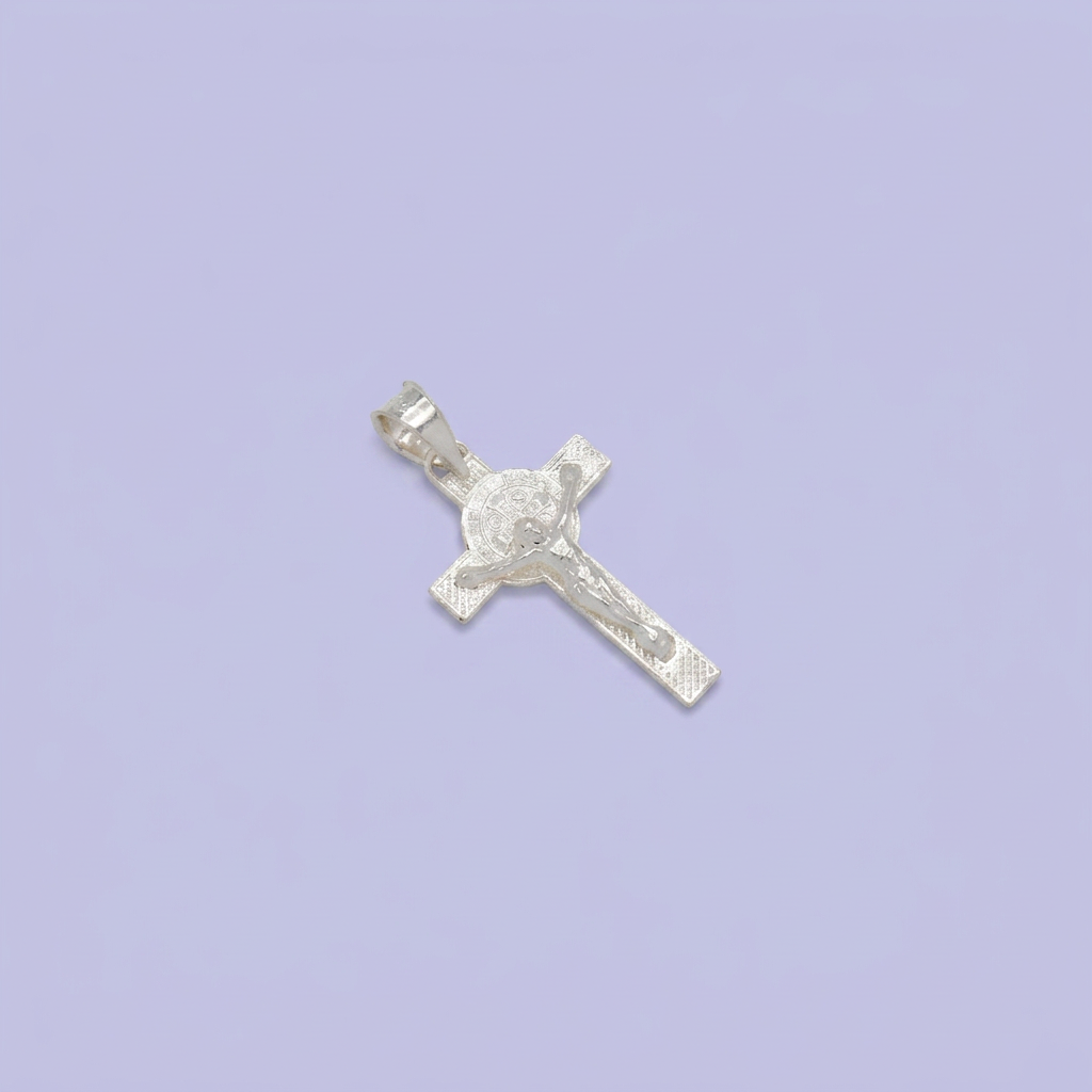 Dije de Plata .925 Crucifijo San Benito con Zirconias  mod. 2746