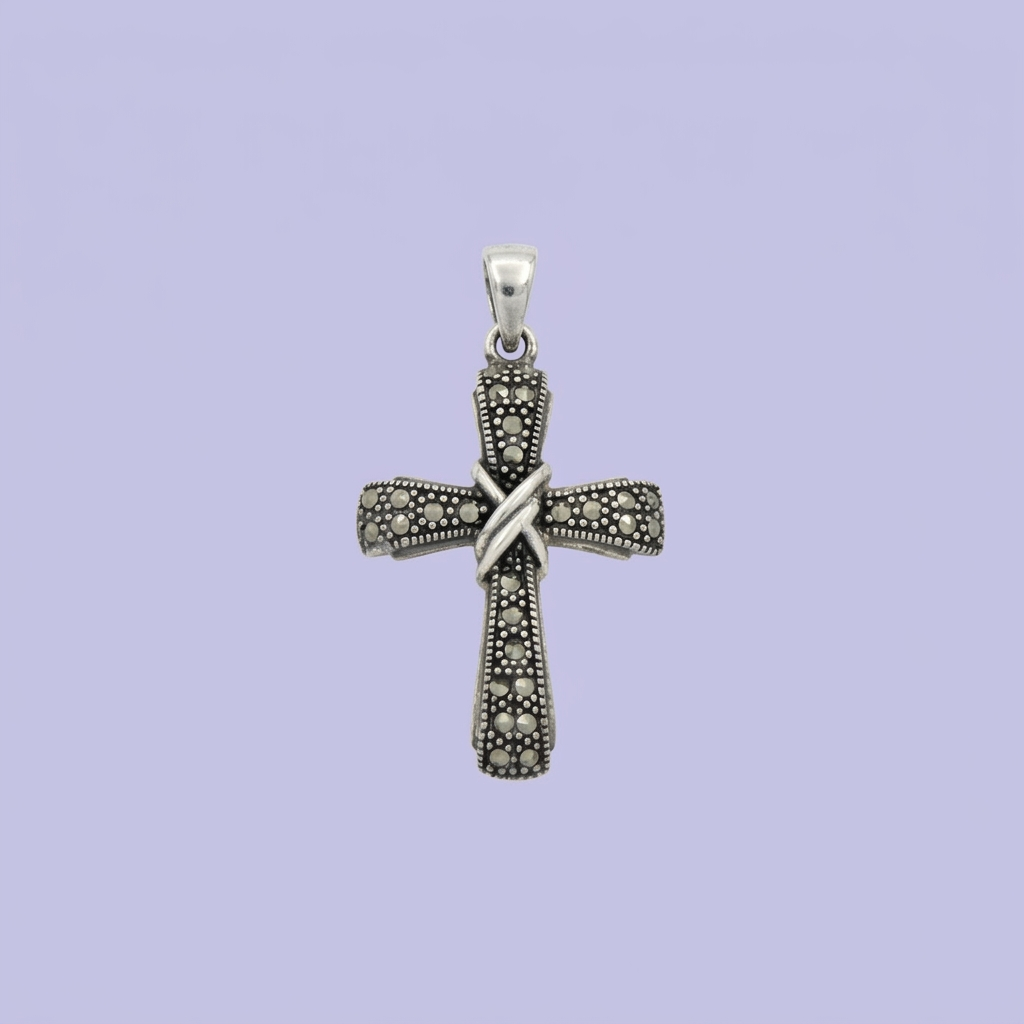 Dije de Plata .925 Cruz con Marquesitas mod. 2174