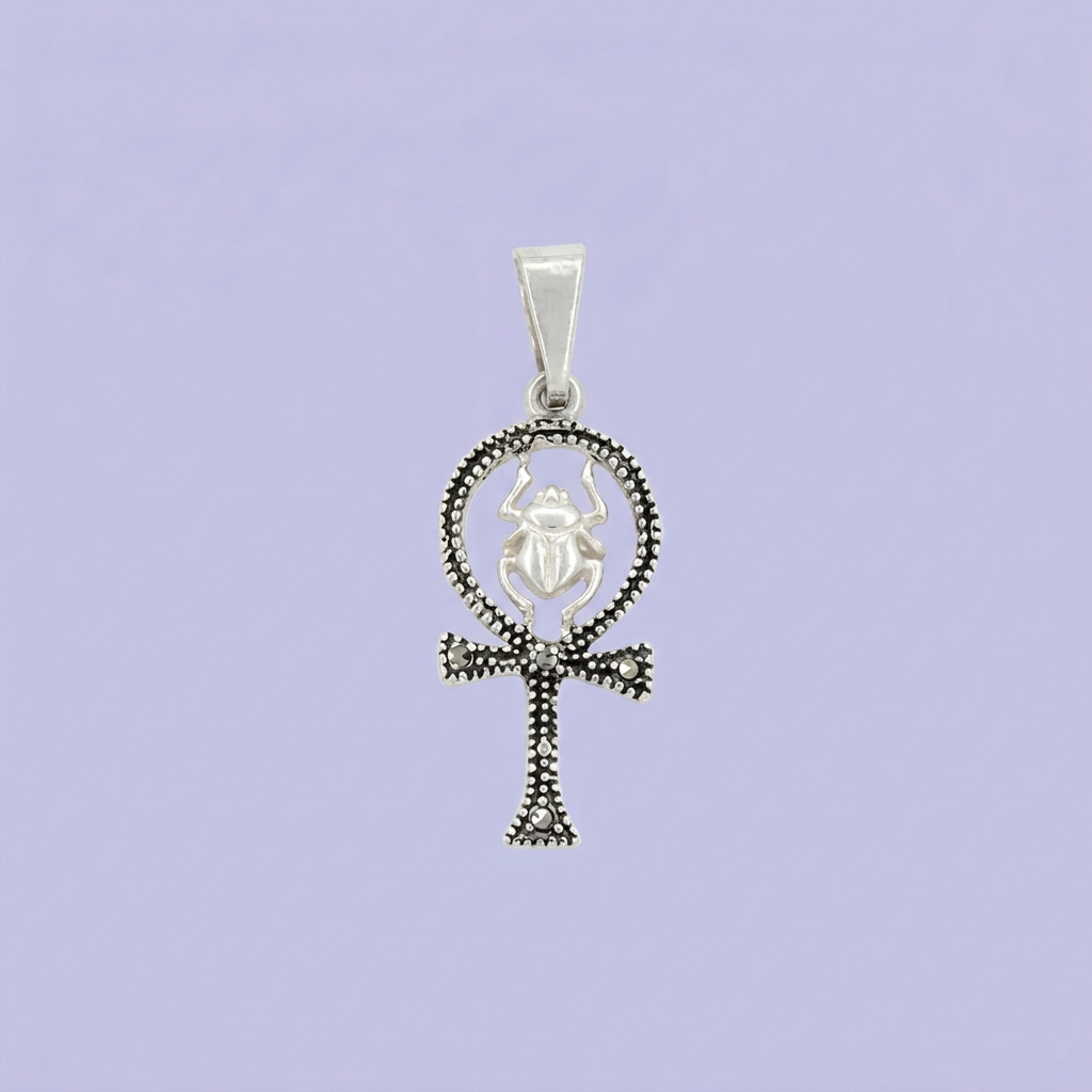 Dije de Plata .925 Cruz con Escarabajos mod. 2183
