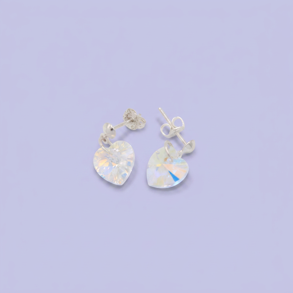 Coordinado de Plata .925 Corazones Brillantes de Swarovski Tono Torazol Blanco mod. 2992