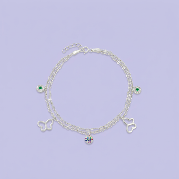 Pulsera de Plata .925 con Colgantes de Mariposas y Zirconias mod. 2285