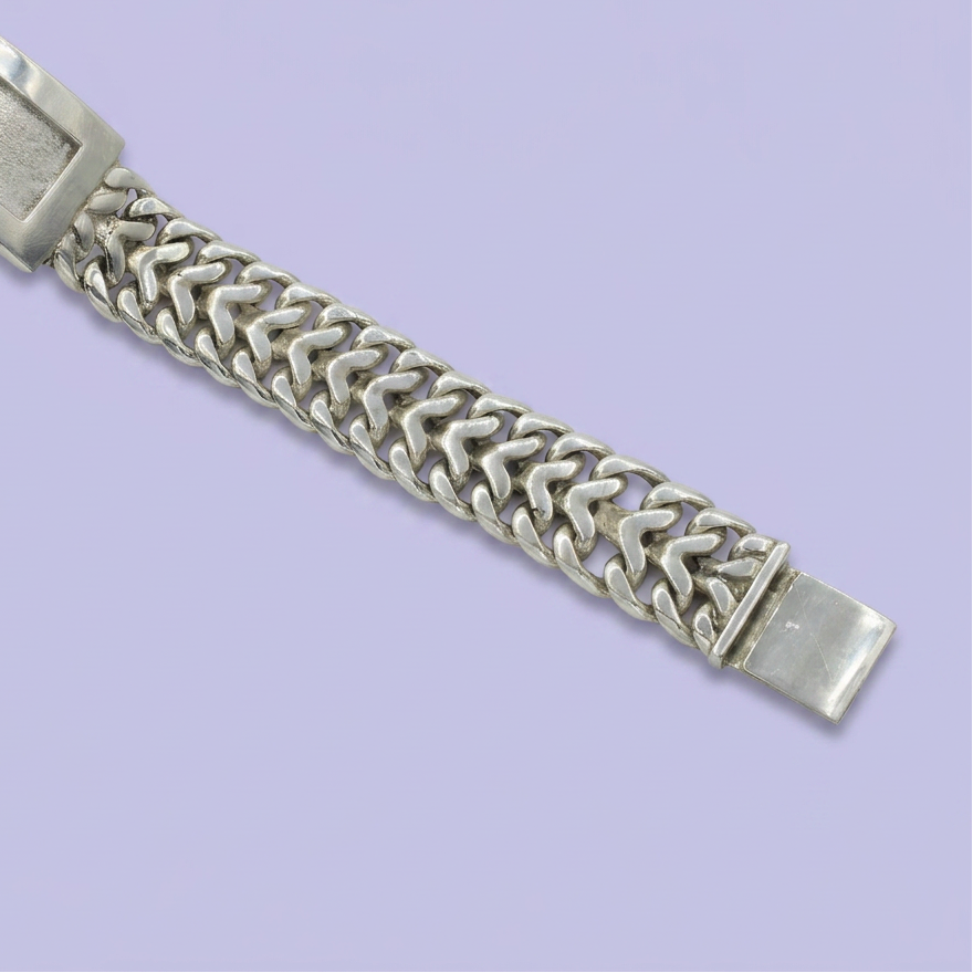 Esclava de Plata .925. de Tejido Cubano Premium con Broche de Caja mod. 2483