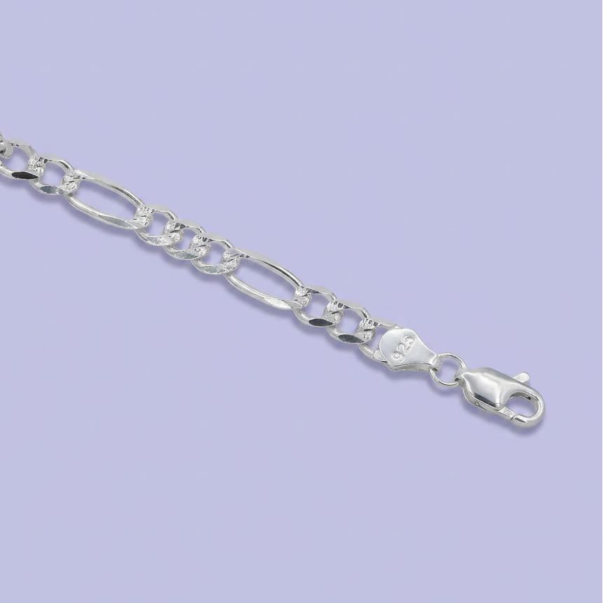 Esclava de Plata .925. de Tejido 3x1 con Eslabones Diamantados mod. 2394