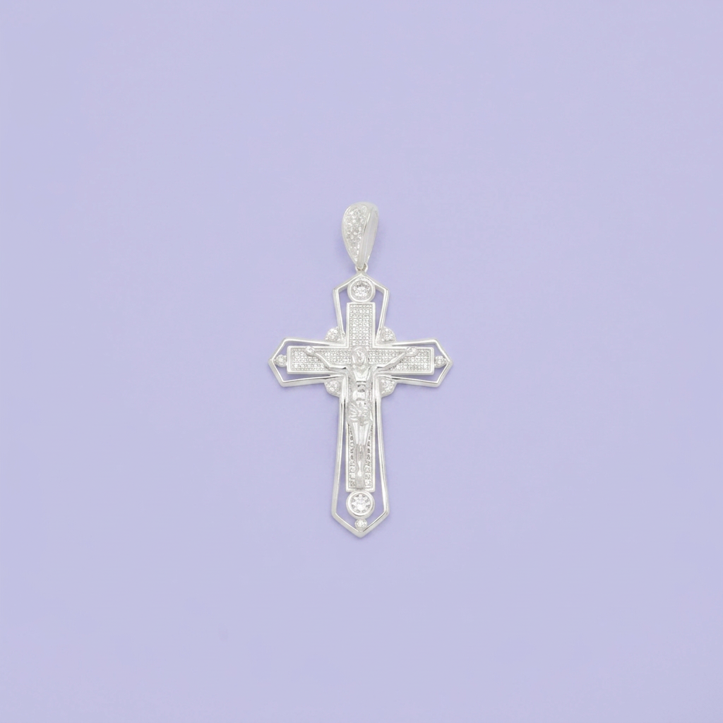 Dije de Plata .925 Crucifijo Luz Divina con Zirconias mod. 2740