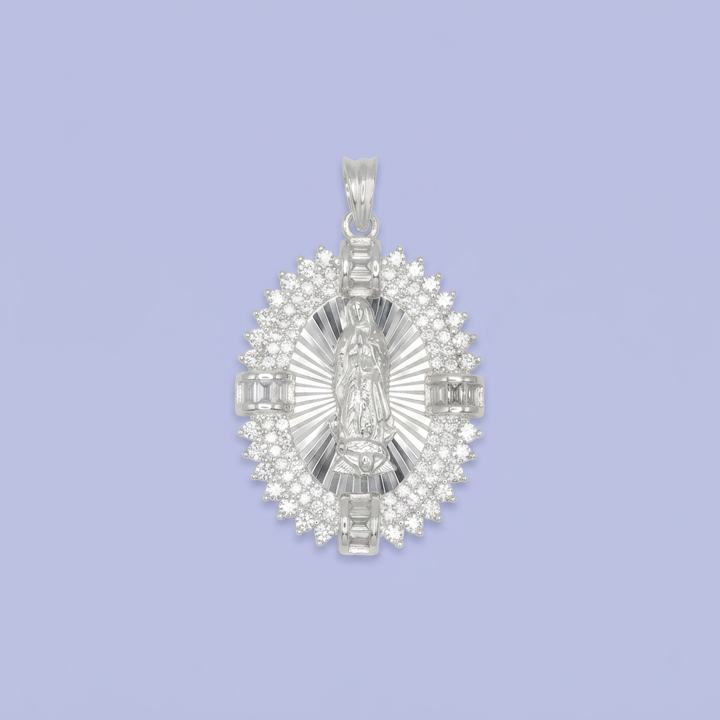 Medalla de Plata .925 Virgen con Brillante Aureola mod. 2732