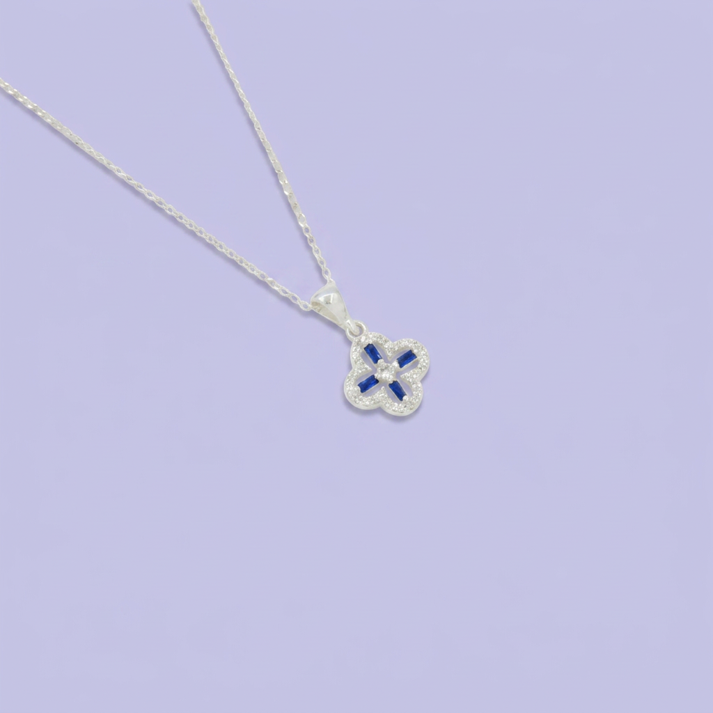 Coordinado de Plata .925 Flor de Cruz Incrustada de Zirconias mod. 2585
