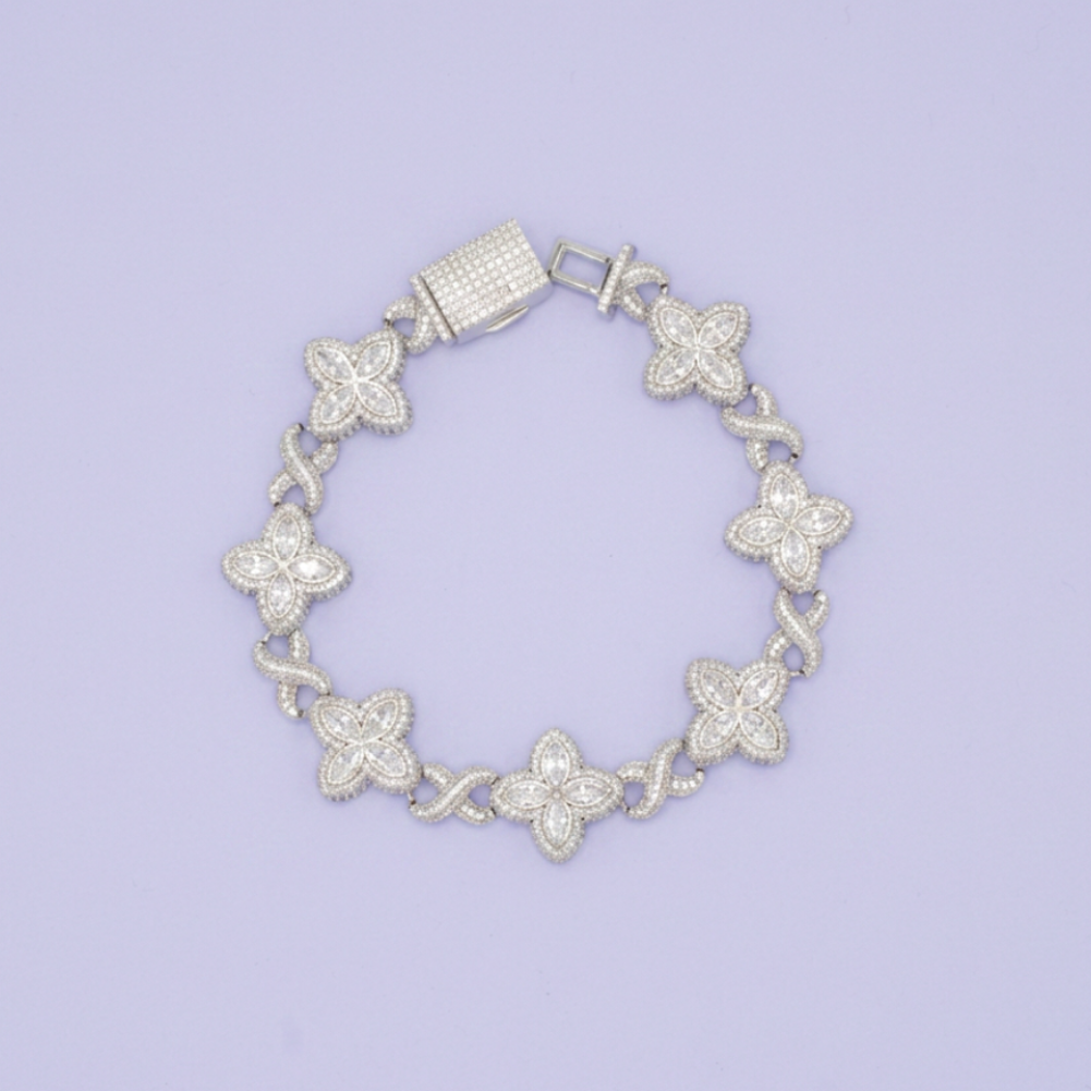 Pulsera de Plata .925 Flores Blancas mod. 2811