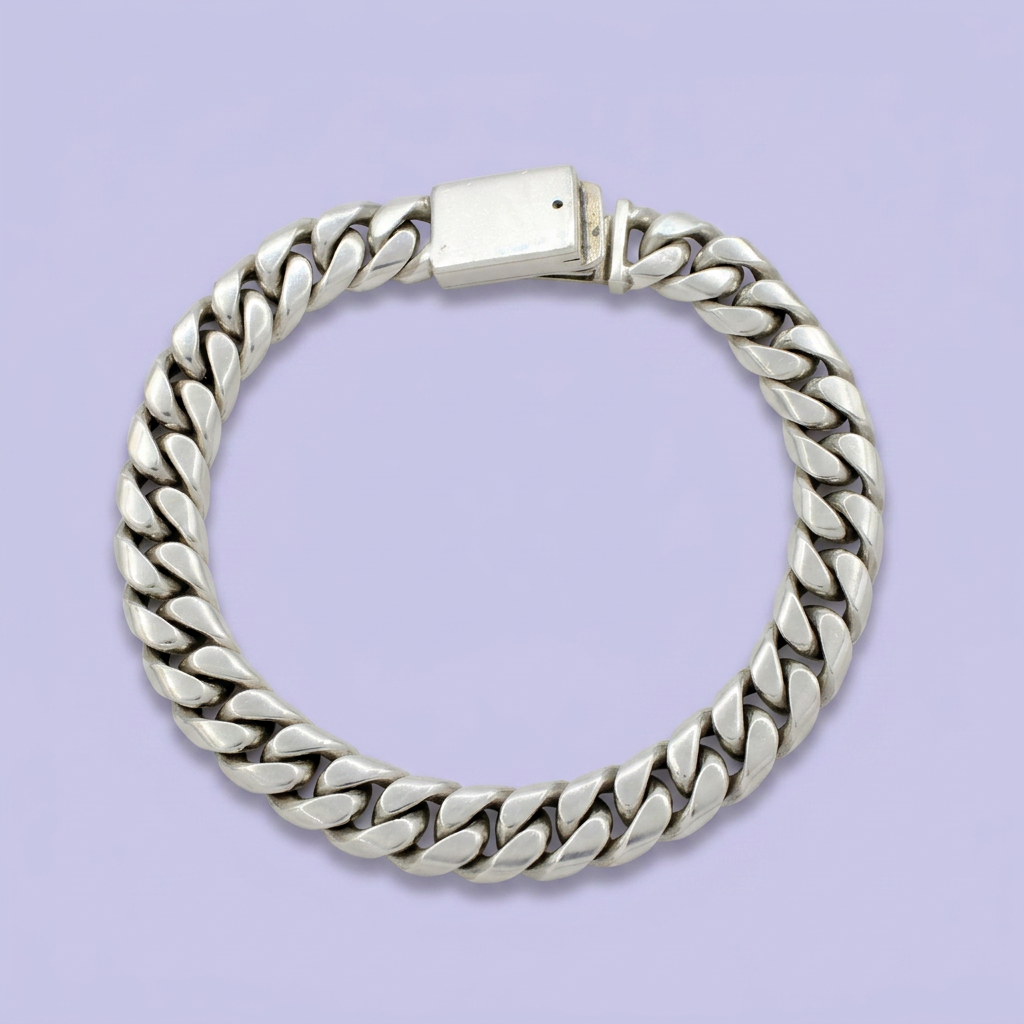 Pulsera de Plata .925 Tejido de Taller Barbada Solido mod. 2452