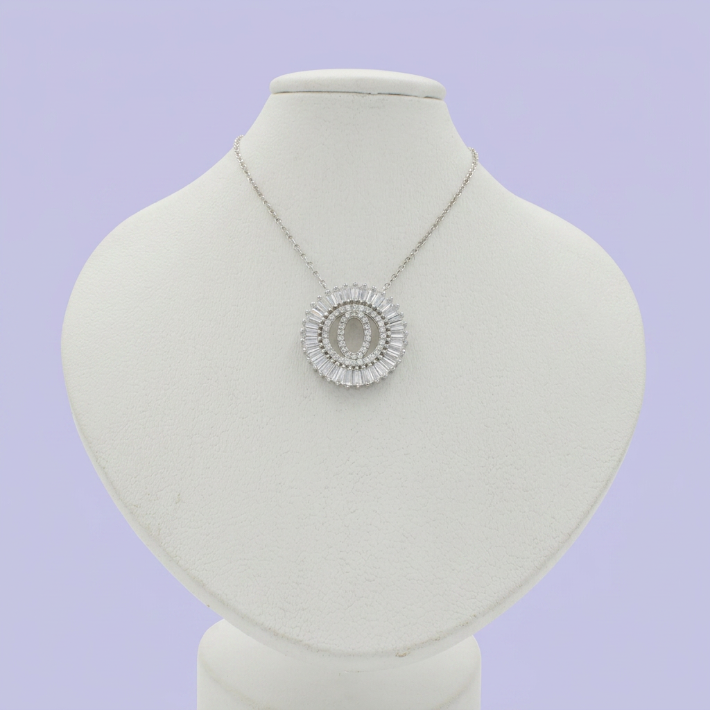 Gargantilla de Plata .925 con Dije de Inicial O Incrustada de Zirconias mod. 2426