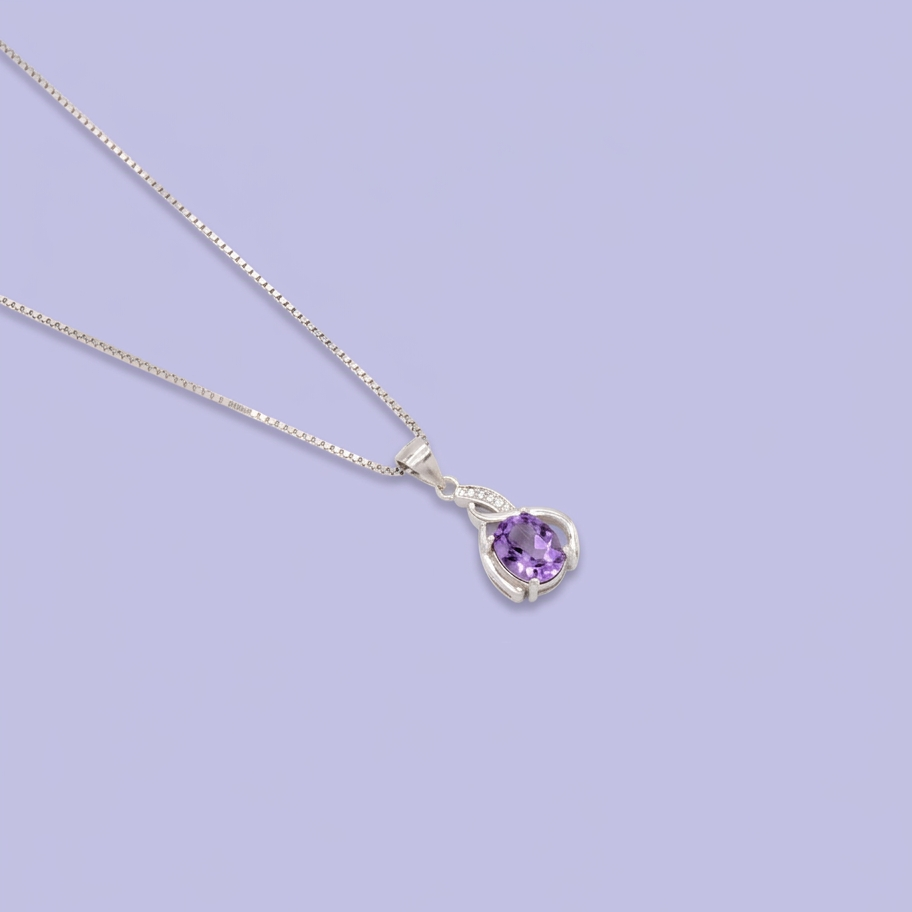 Coordinado de Plata .925  Con Detalle de Lineas Cruzadas con Zirconia Morada e Incrustación mod. 2956