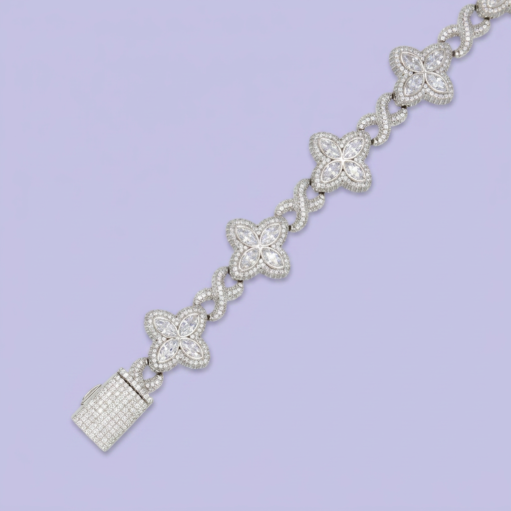 Pulsera de Plata .925 Flores blancas mod. 2811