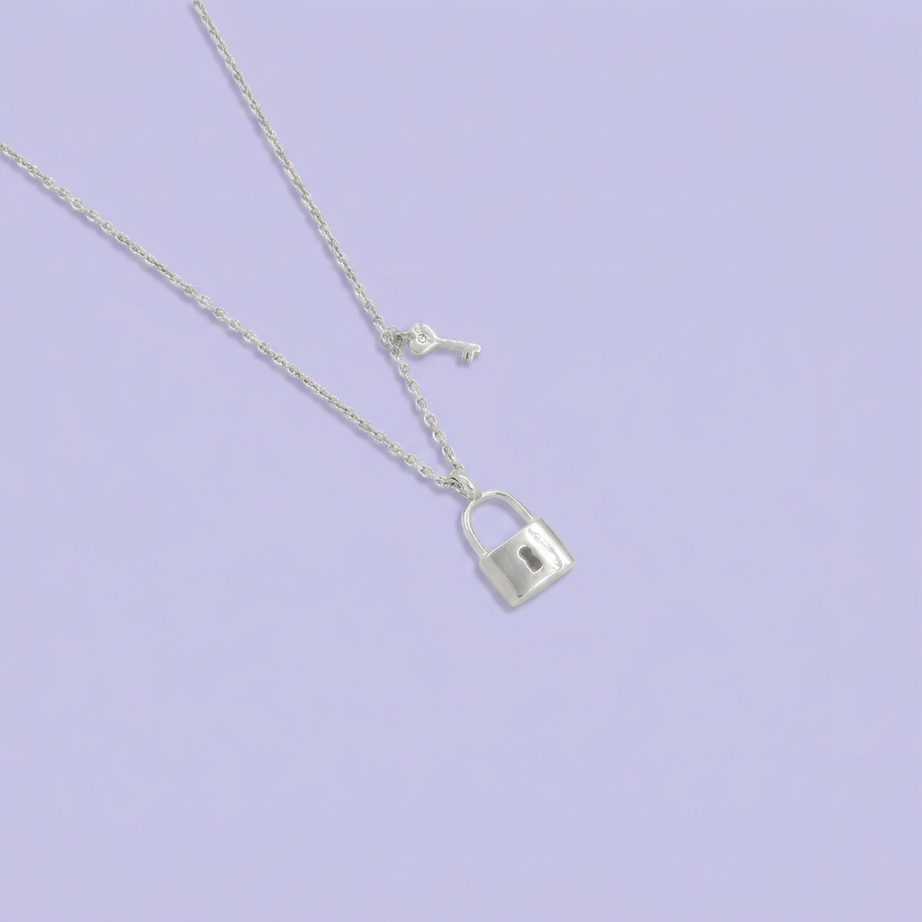 Gargantilla de Plata .925 Candado Brillante y Hueco mod. 2433