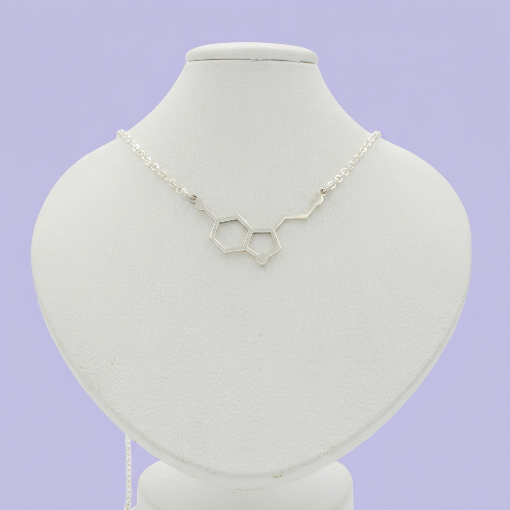 Gargantilla de Plata .925 Molécula de Serotonina Hormona de la Felicidad mod. 2436