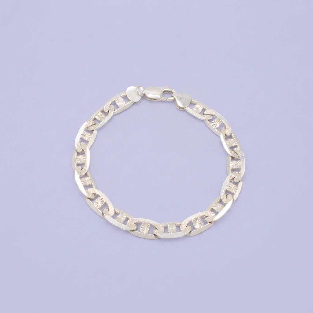 Pulsera de Plata .925. Con Tejido de Navaja y Diseño de Estrella mod. 3231