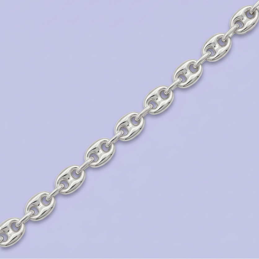 Pulsera de Plata .925 Eslabón Inflado "Grano de Café" mod. 2283
