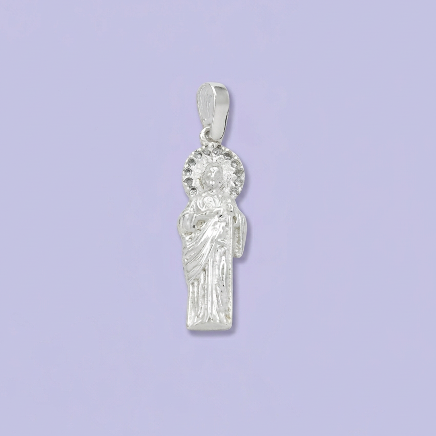 Dije de Plata .925 San Judas Aro de Zirconias mod. 2198