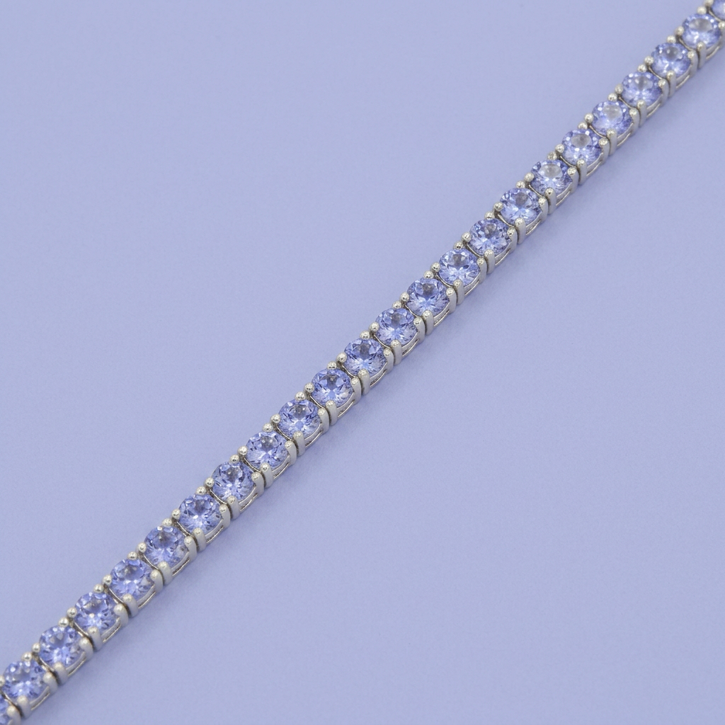 Pulsera de Plata .925 Tejido Tenis Incrustado con Zirconias Color Morado Pastel mod. 2375