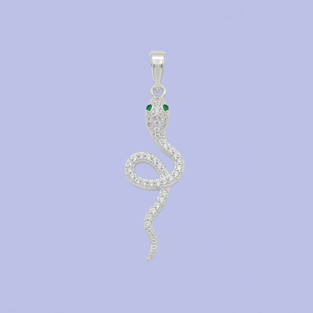 Dije de Plata .925 Serpiente con Zirconias Verdes mod. 2307