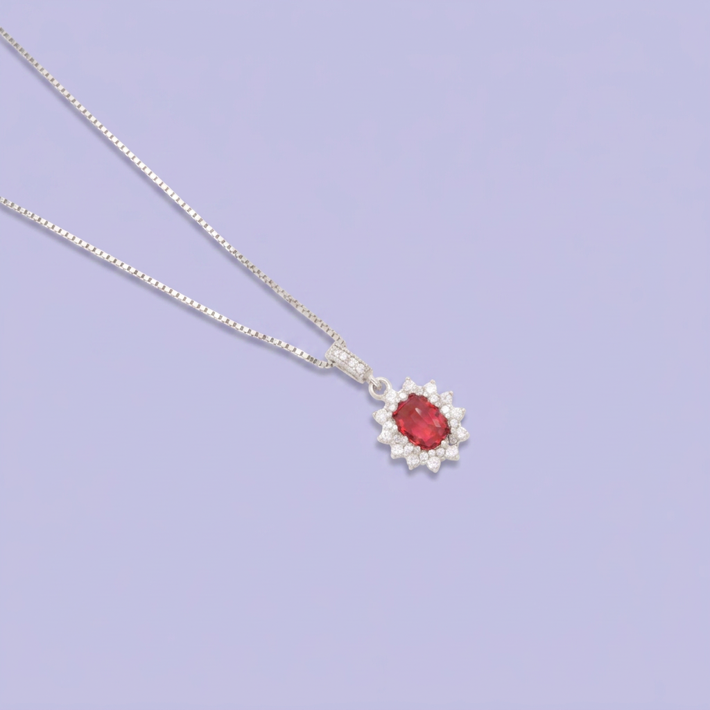 Coordinado de Plata .925 Sol Radiante Color Fucsia con Incrustación de Zirconias mod. 2949
