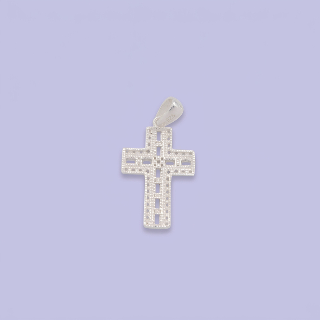 Dije de Plata .925 Cruz Especial con Zirconias Baguette de Corte Brillante mod. 2867