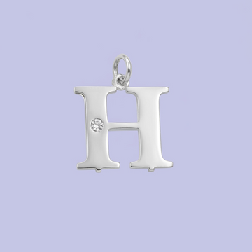 Dije de Plata .925 Letra H Lisa con Zirconias mod. 2205