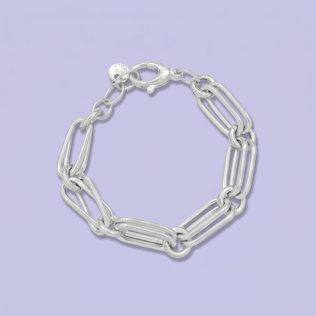 Pulsera de Plata .925 con Doble Argolla Ovalada mod. 2288