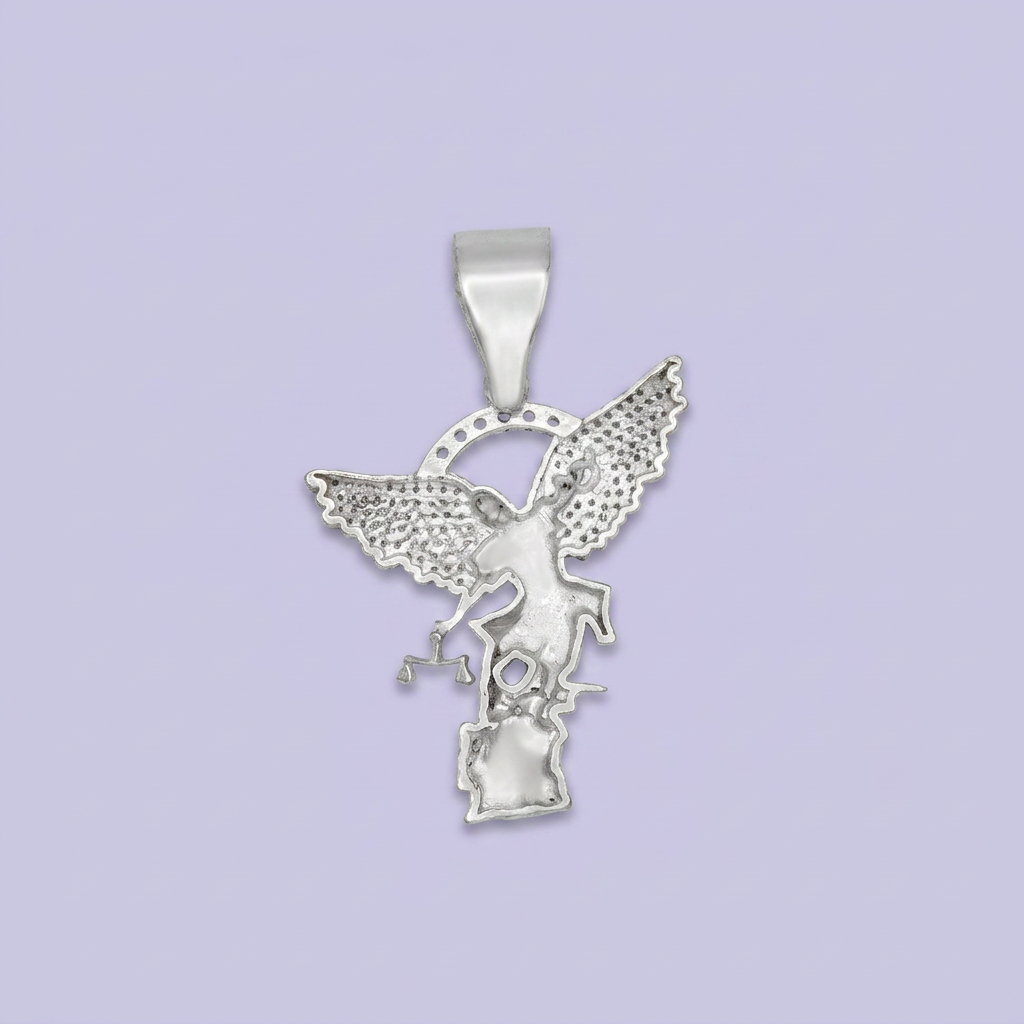 Dije Bulto de Plata .925 San Miguel Arcangel Incrustado con Zirconias Finas mod. 2551
