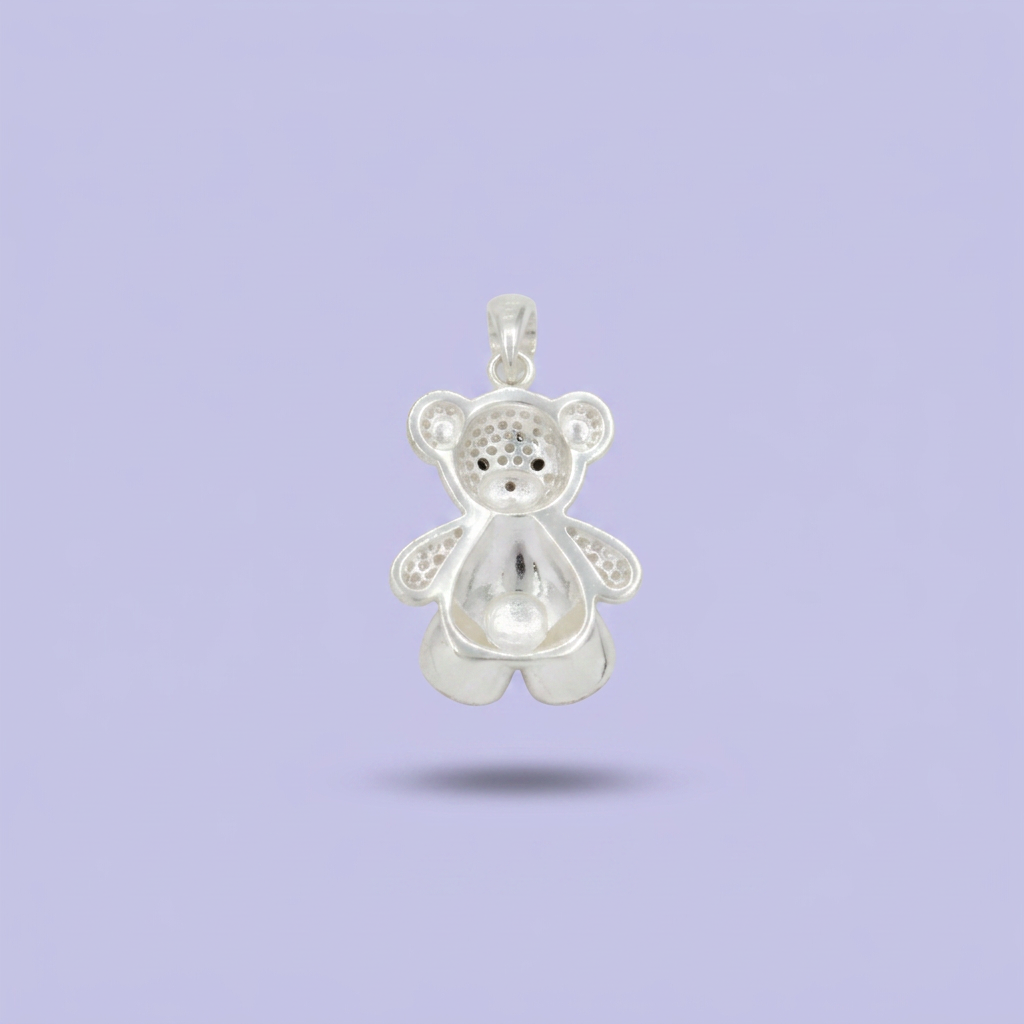 Dije de Plata .925 Pequeño Oso con Esmalte Rojo y Zirconias mod. 2761