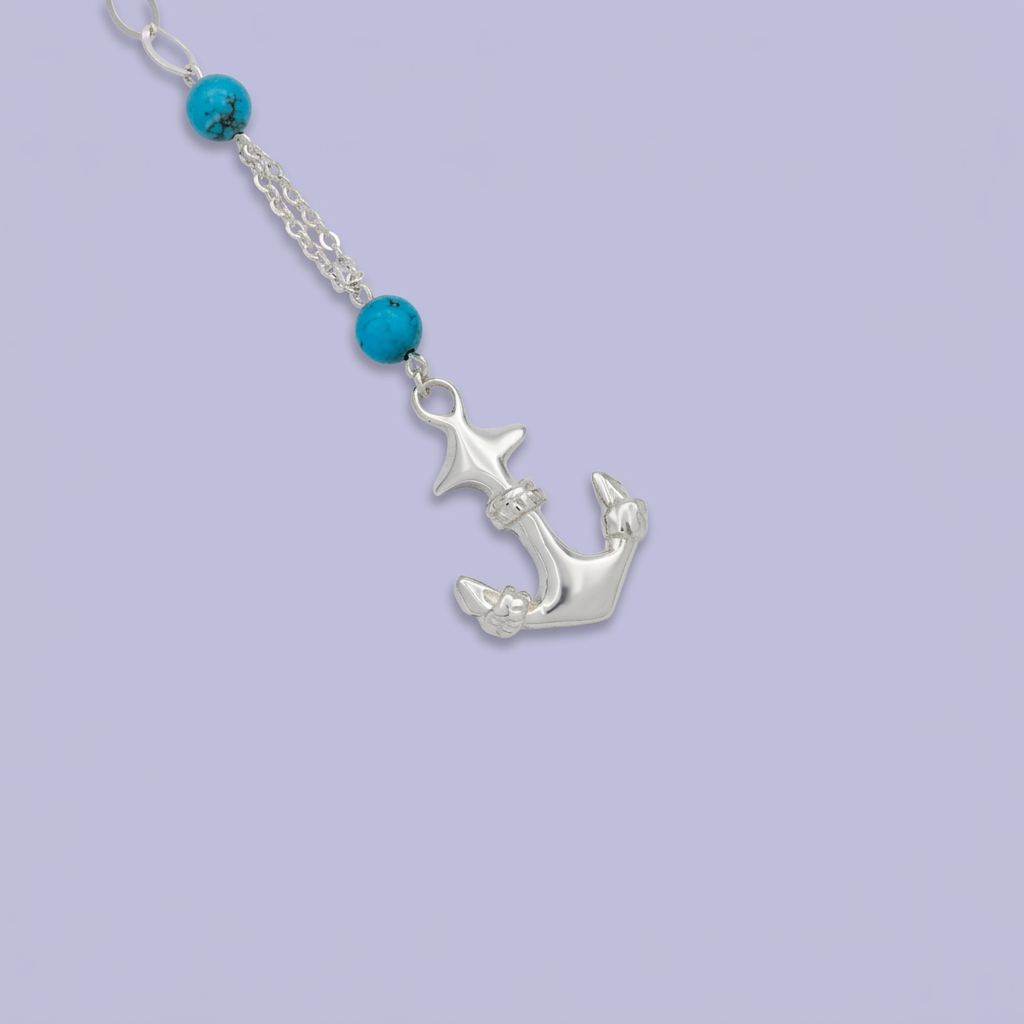 Pulsera de Plata .925 Ancla con Bellas Turquesas mod. 2284