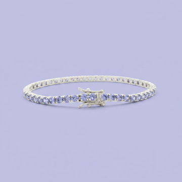 Pulsera de Plata .925 Tejido Tenis Incrustado con Zirconias Color Morado Pastel mod. 2375