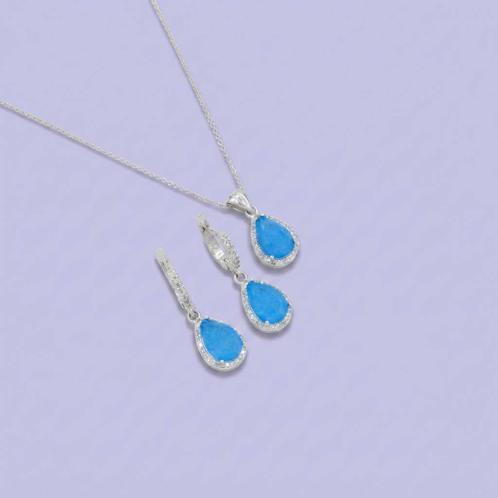 Coordinado de Plata .925 Gotas Celestes mod. 2591