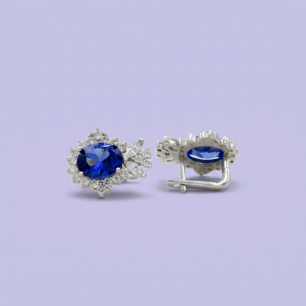Coordinado de Plata .925 Elegante Azul Oceánico mod. 2766