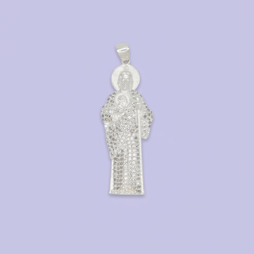 Dije Bulto de Plata .925 San Judas con Zirconias Brillantes mod. 2542