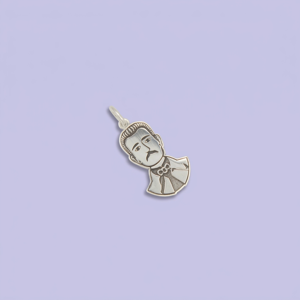 Dije de Plata .925 con Imagen de Malverde en Diseño Plano mod. 2558